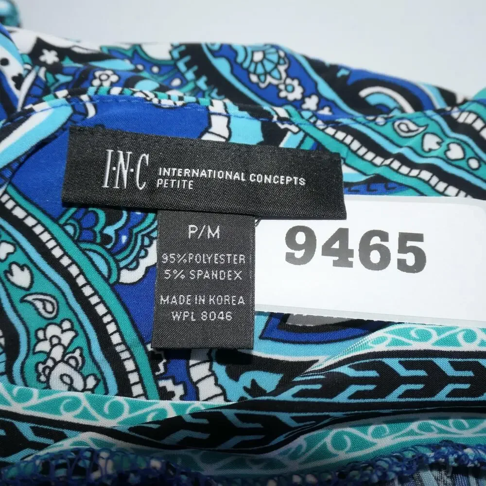 INC International Concepts Dress Womens Petite M Blue Paisley Maxi Strappy Boho - Picture 11 of 11